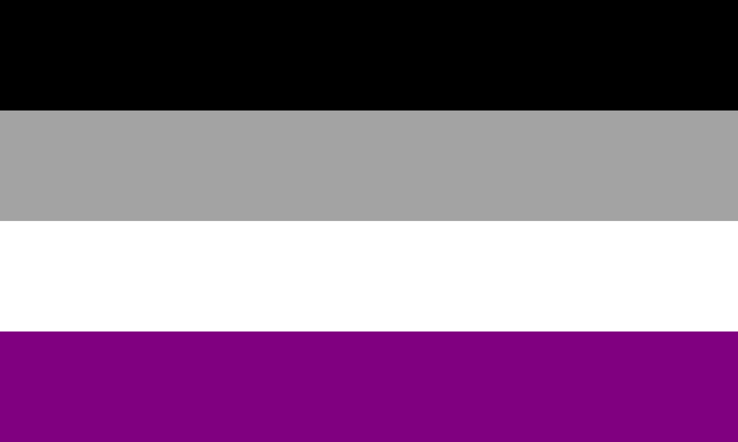 The asexual flag, made of black, grey, white, and purple
