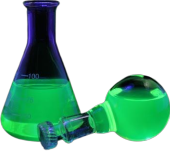 An image of green glowing goo in a lab container
