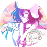 An image of Fyodor Dostoevsky (Bungo Stray Dogs) in front of a kawaii background edited to be bright pink and blue